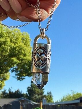 Numi Olive Tibetan Quartz Sterling Silver Talisman